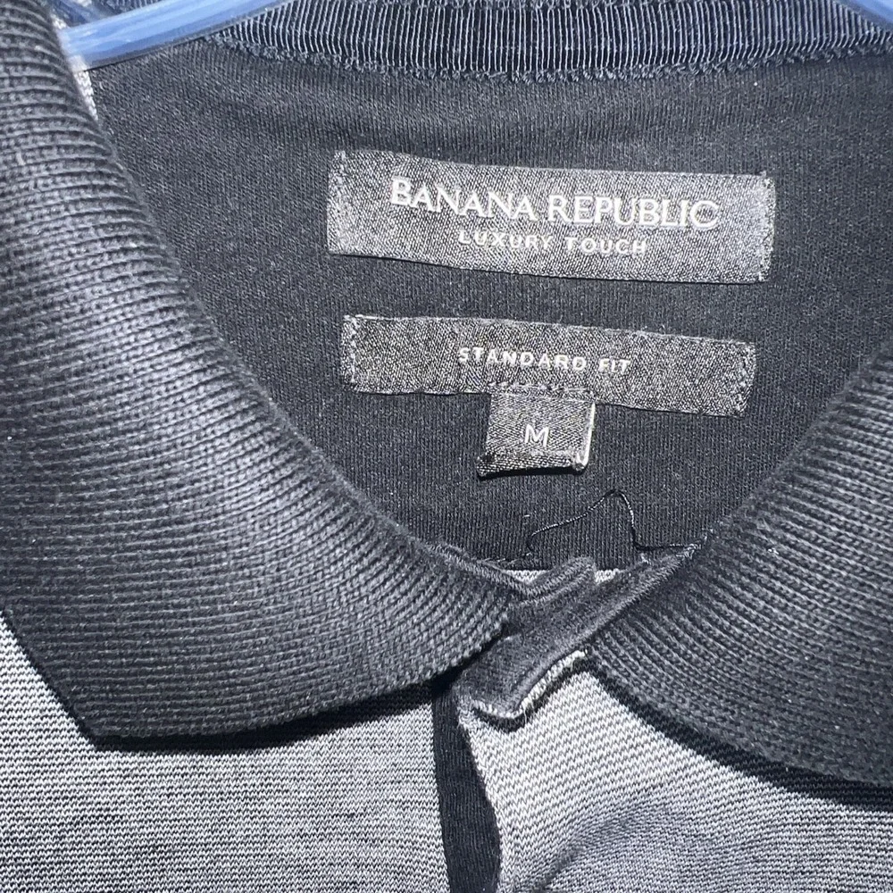 Banana Republic Shirt Men Sz M Gray Luxury Touch Polo Standard Fit‎ Ringer Cuff